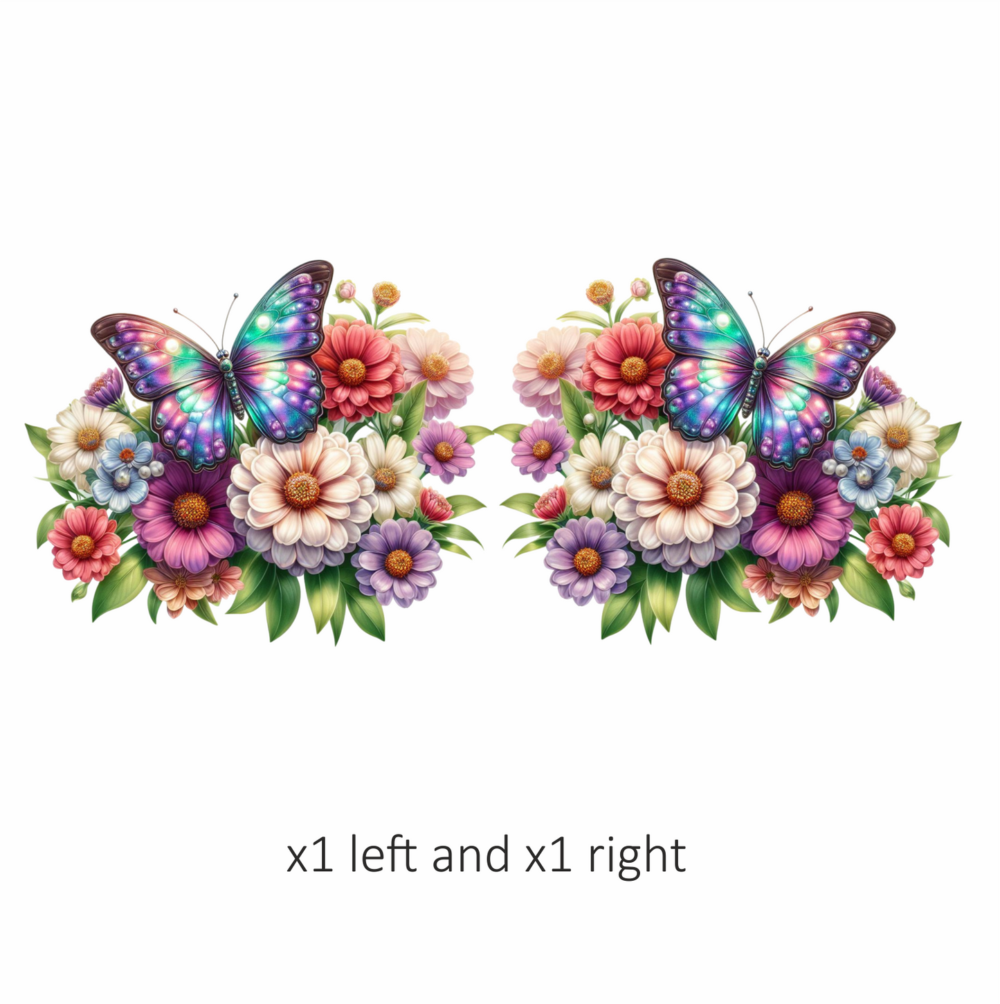 Rainbow Butterfly On Zinnia Flowers Vinyl Sticker Decal