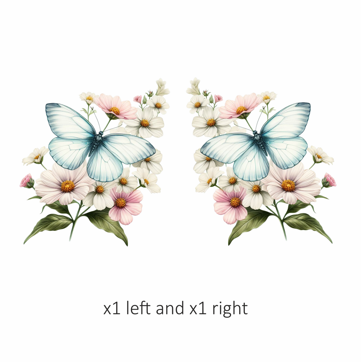 White Butterfly On Cosmos Flowers Vinyl Sticker Decal