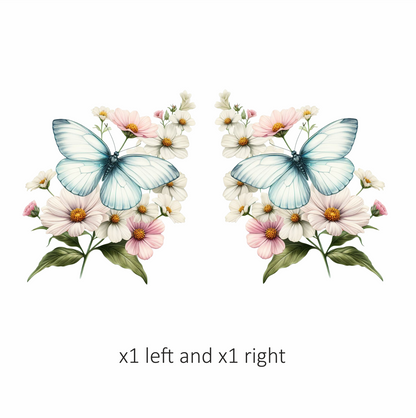 White Butterfly On Cosmos Flowers Vinyl Sticker Decal