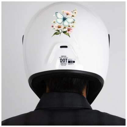 White Butterfly On Cosmos Flowers Vinyl Sticker Decal