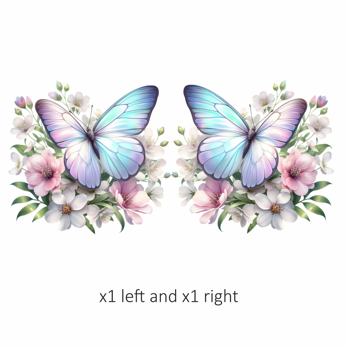 Pastel Butterfly On White Flowers Vinyl Sticker Decal