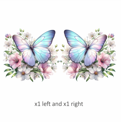 Pastel Butterfly On White Flowers Vinyl Sticker Decal