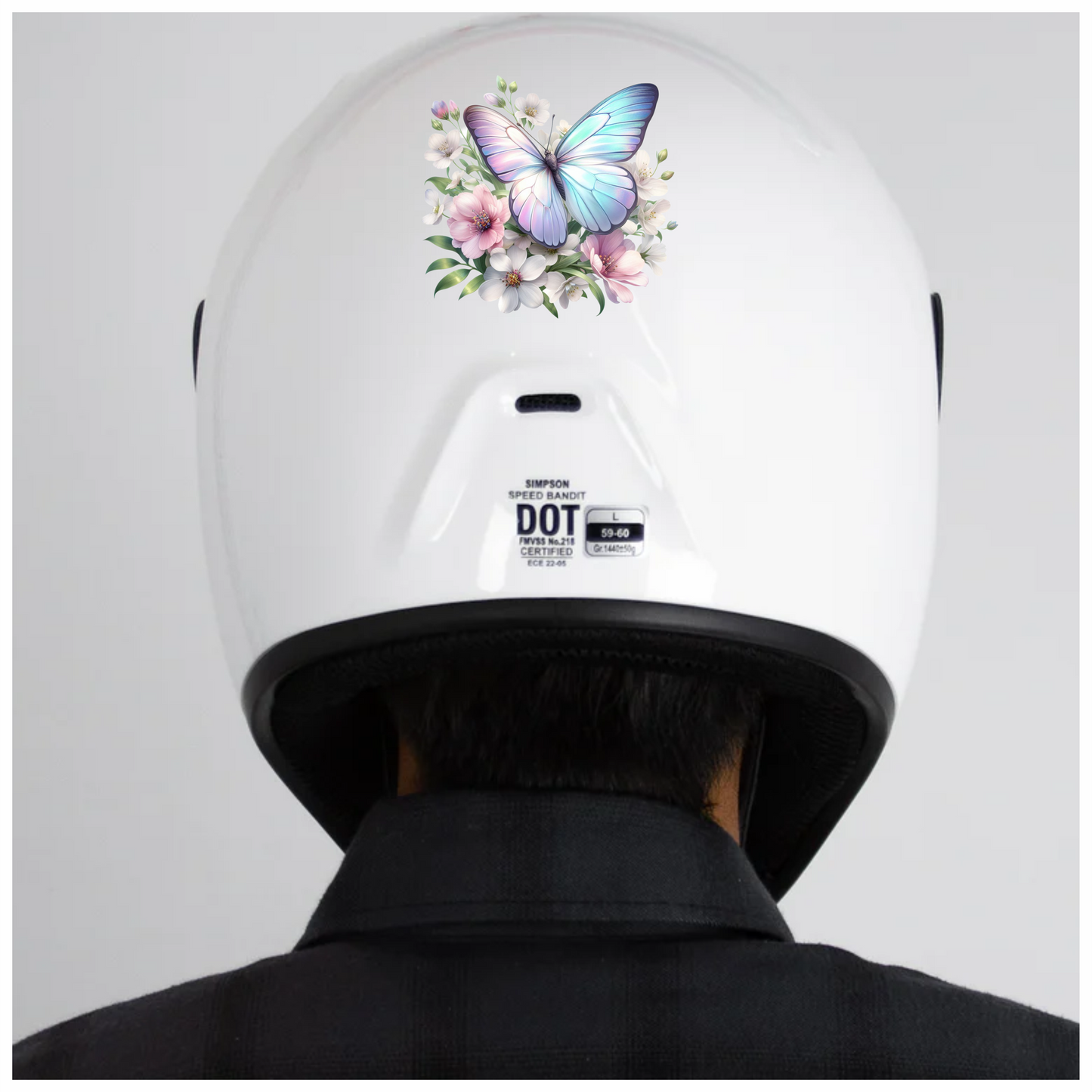 Pastel Butterfly On White Flowers Vinyl Sticker Decal