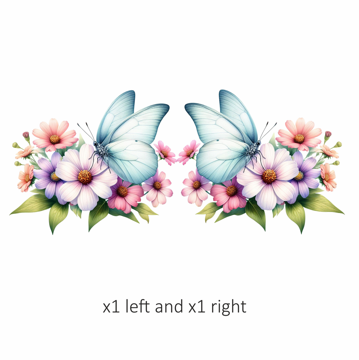 White Butterfly On Cosmos Flowers Vinyl Sticker Decal