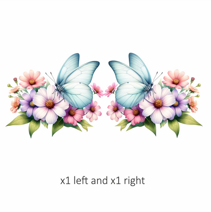 White Butterfly On Cosmos Flowers Vinyl Sticker Decal
