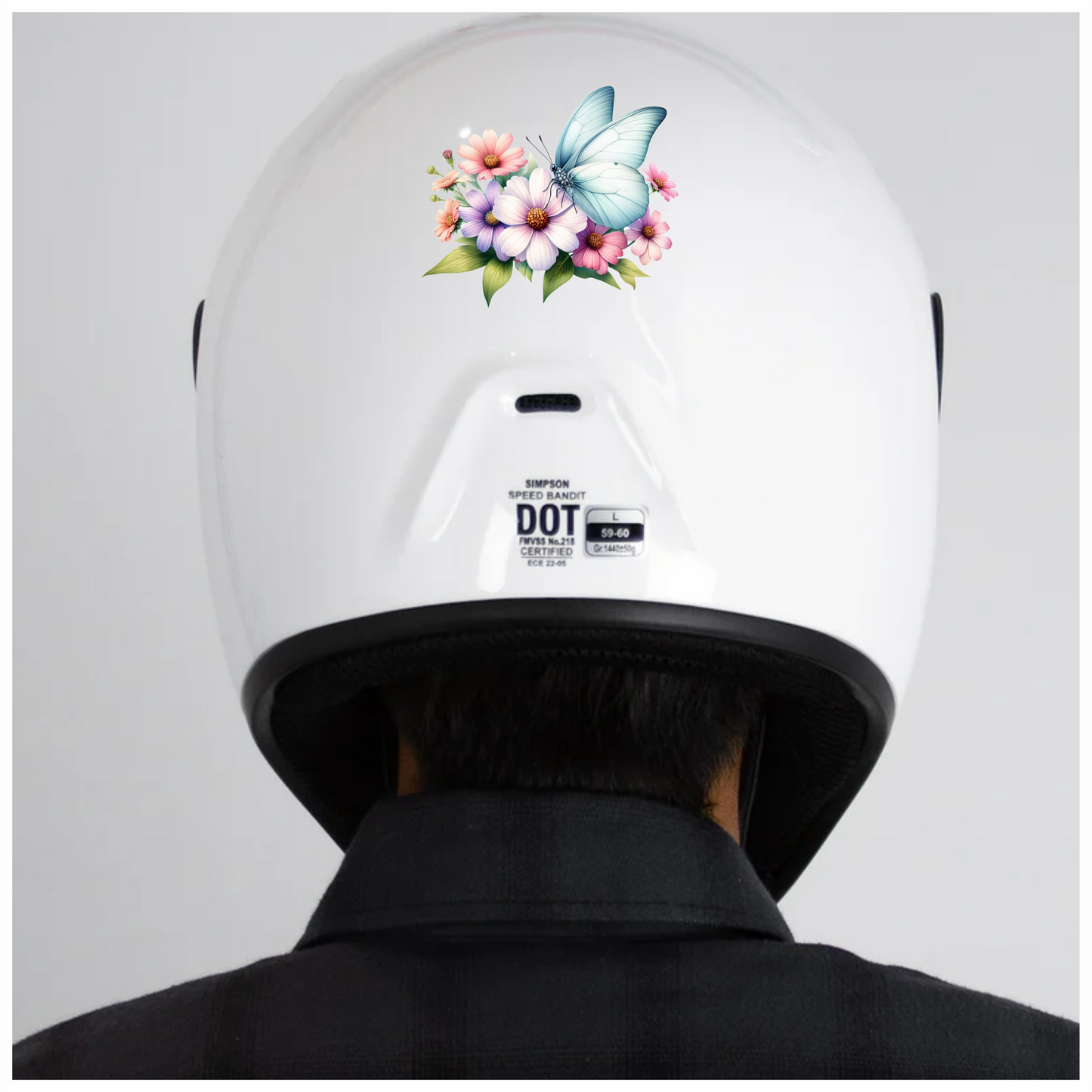 White Butterfly On Cosmos Flowers Vinyl Sticker Decal