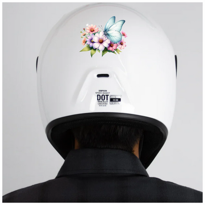 White Butterfly On Cosmos Flowers Vinyl Sticker Decal