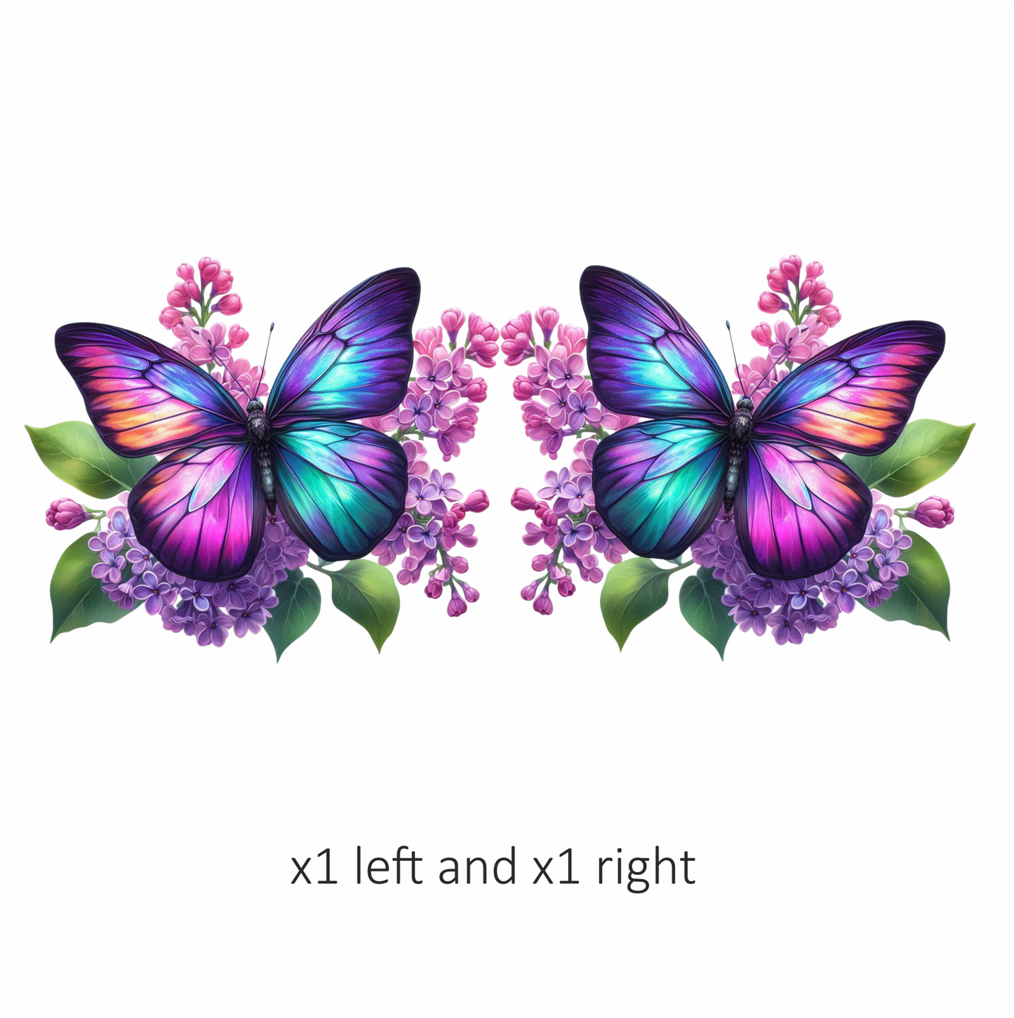 Rainbow Butterfly On Lilac Flowers Vinyl Sticker Decal