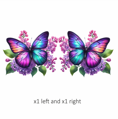 Rainbow Butterfly On Lilac Flowers Vinyl Sticker Decal