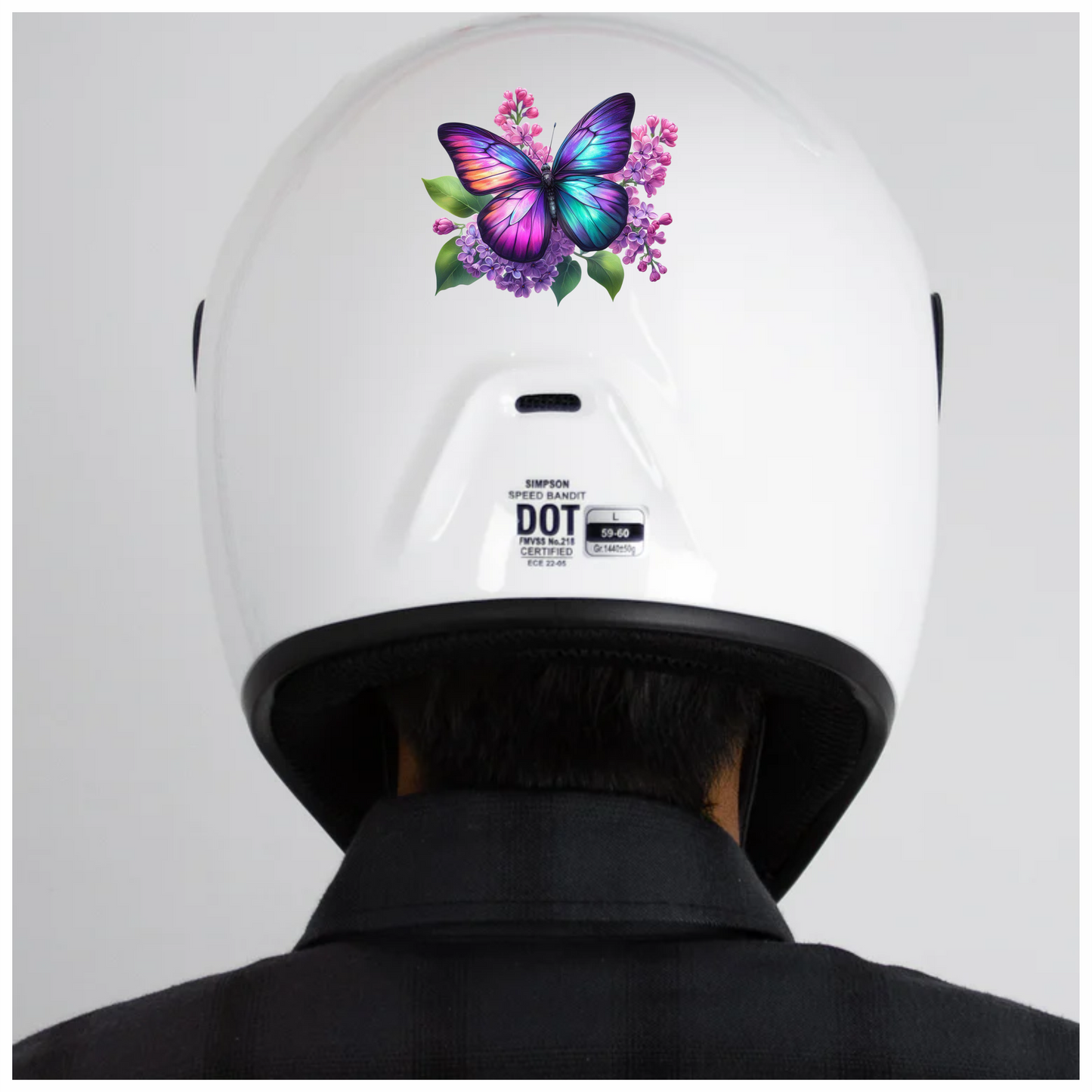 Rainbow Butterfly On Lilac Flowers Vinyl Sticker Decal