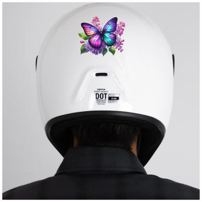 Rainbow Butterfly On Lilac Flowers Vinyl Sticker Decal