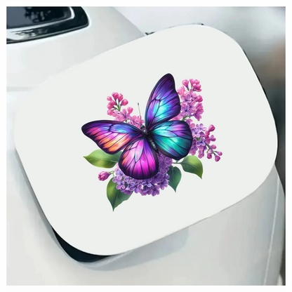 Rainbow Butterfly On Lilac Flowers Vinyl Sticker Decal