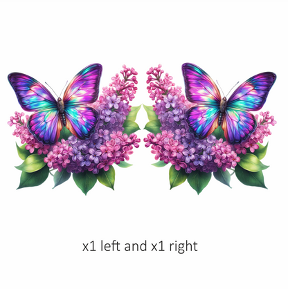 Rainbow Butterfly On Purple Lilacs Vinyl Sticker Decal