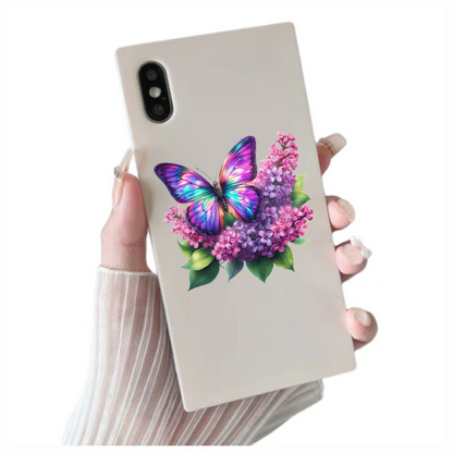 Rainbow Butterfly On Purple Lilacs Vinyl Sticker Decal