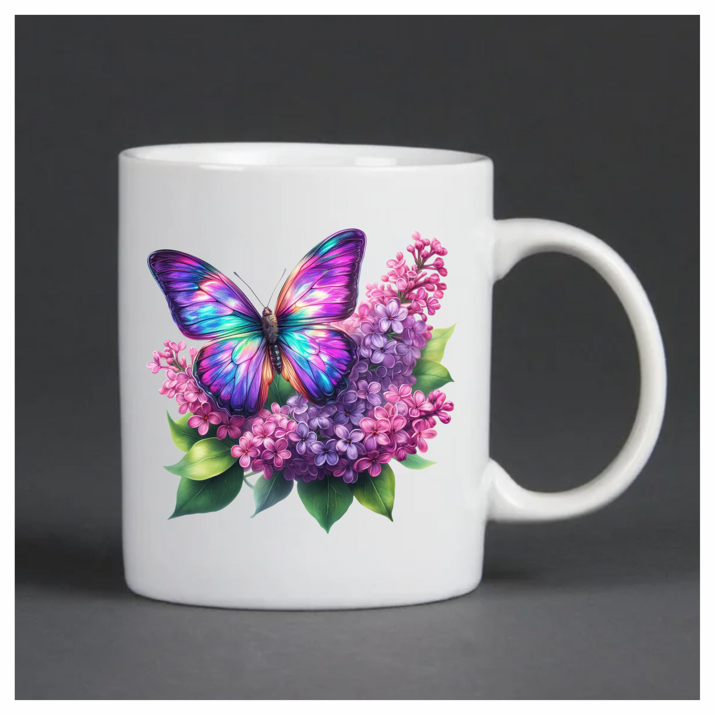 Rainbow Butterfly On Purple Lilacs Vinyl Sticker Decal