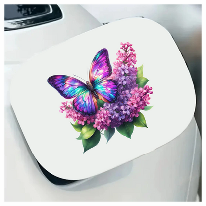 Rainbow Butterfly On Purple Lilacs Vinyl Sticker Decal