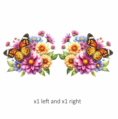 Orange Butterfly On Zinnia Flowers Vinyl Sticker Decal