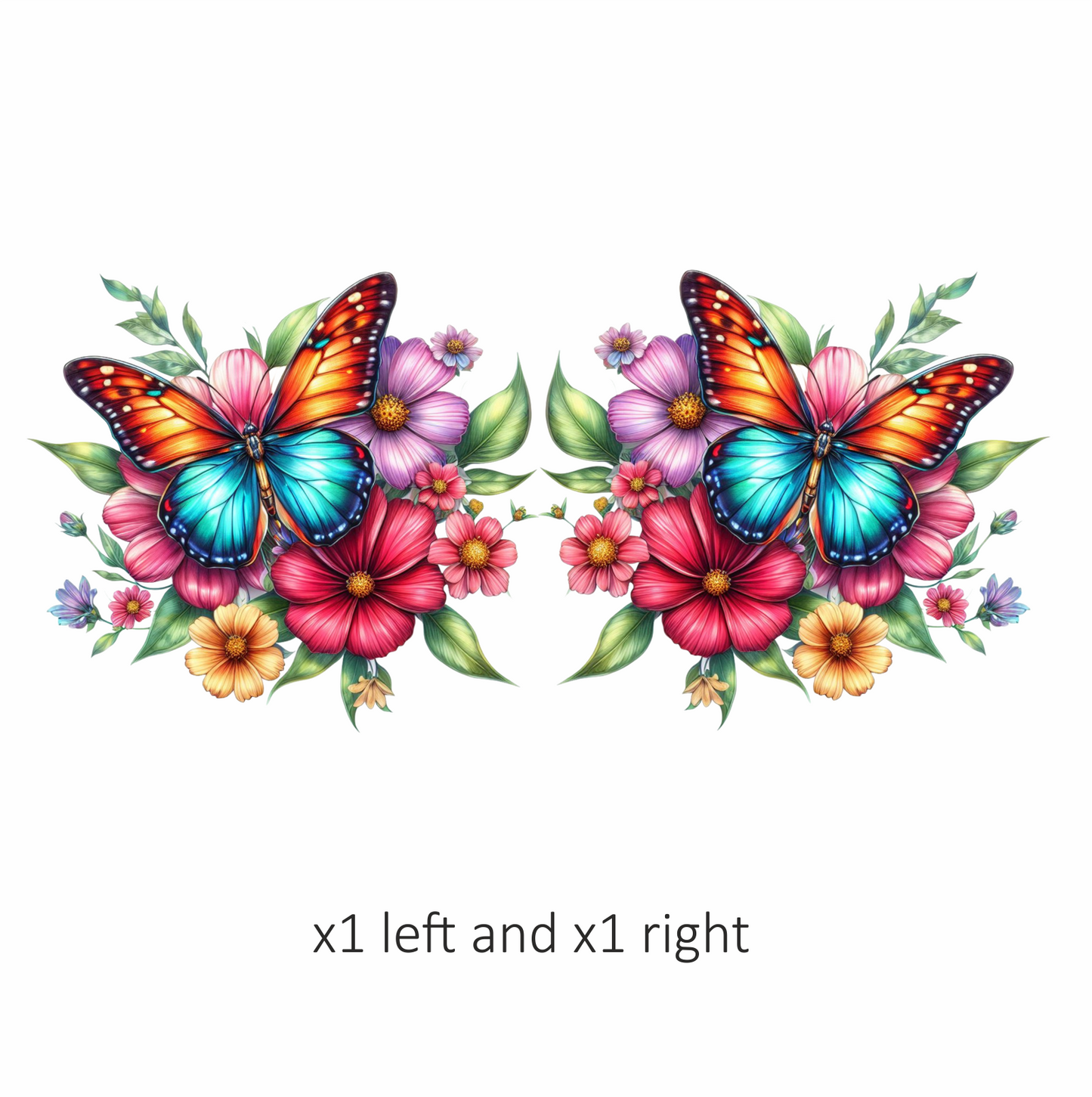 Blue Butterfly On Cosmos Flowers Vinyl Sticker Decal