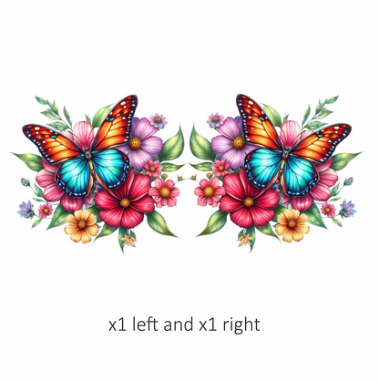 Blue Butterfly On Cosmos Flowers Vinyl Sticker Decal