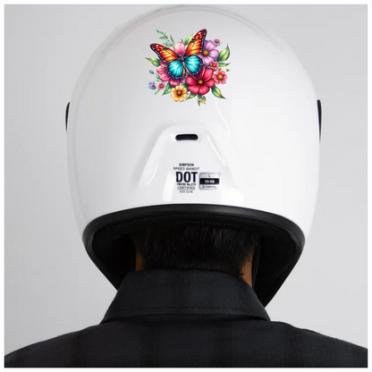 Blue Butterfly On Cosmos Flowers Vinyl Sticker Decal