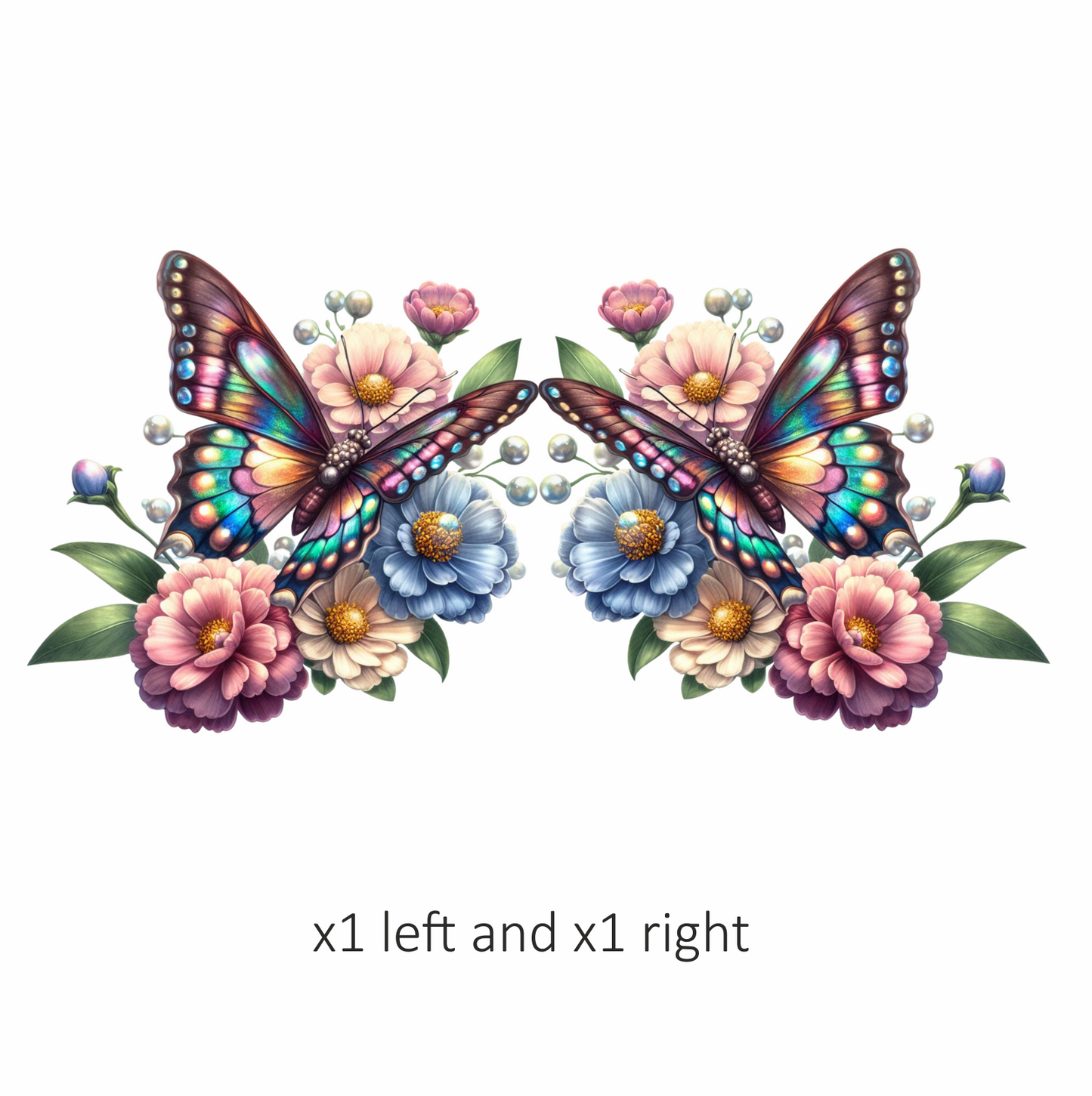 Rainbow Butterfly On Garden Flowers Vinyl Sticker Decal