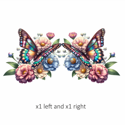 Rainbow Butterfly On Garden Flowers Vinyl Sticker Decal