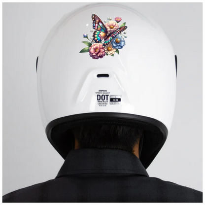 Rainbow Butterfly On Garden Flowers Vinyl Sticker Decal