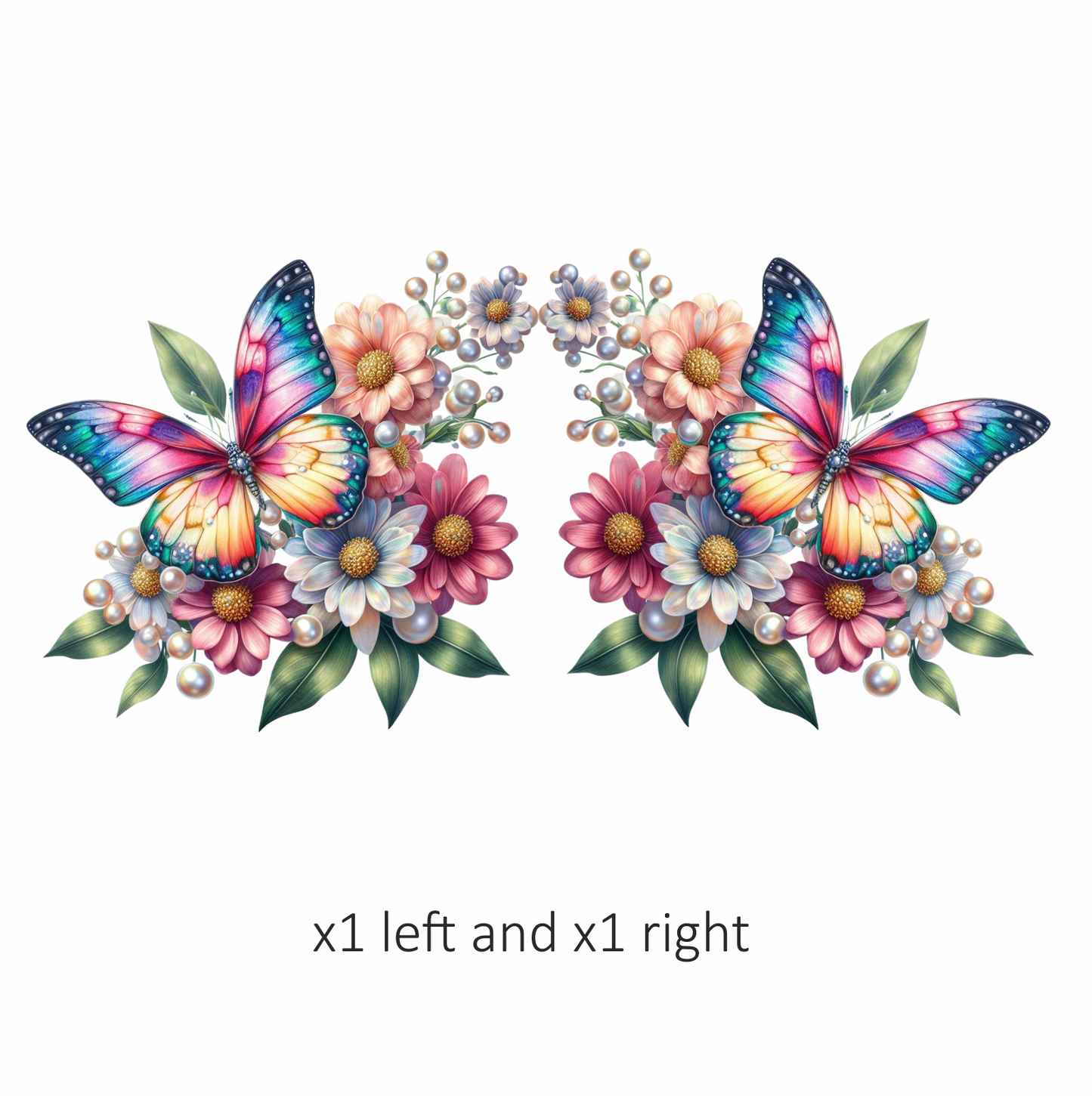 Rainbow Butterfly On Daisy Flowers Vinyl Sticker Decal