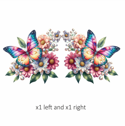 Rainbow Butterfly On Daisy Flowers Vinyl Sticker Decal