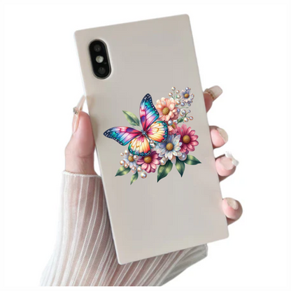 Rainbow Butterfly On Daisy Flowers Vinyl Sticker Decal