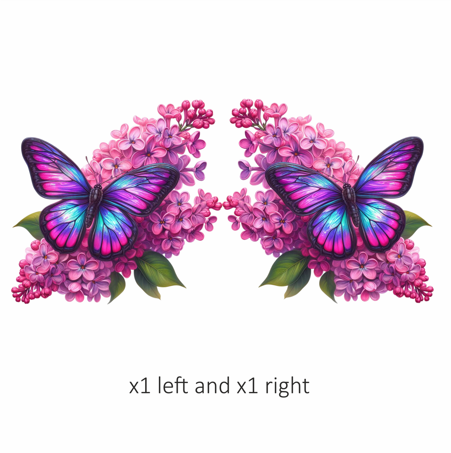 Rainbow Butterfly On Pink Lilacs Vinyl Sticker Decal