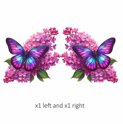 Rainbow Butterfly On Pink Lilacs Vinyl Sticker Decal