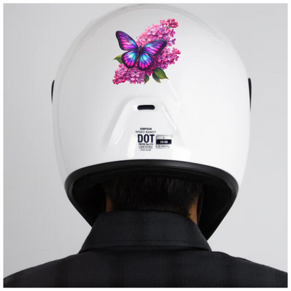 Rainbow Butterfly On Pink Lilacs Vinyl Sticker Decal