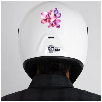 Purple Butterfly On Orchid Flowers Vinyl Sticker Decal