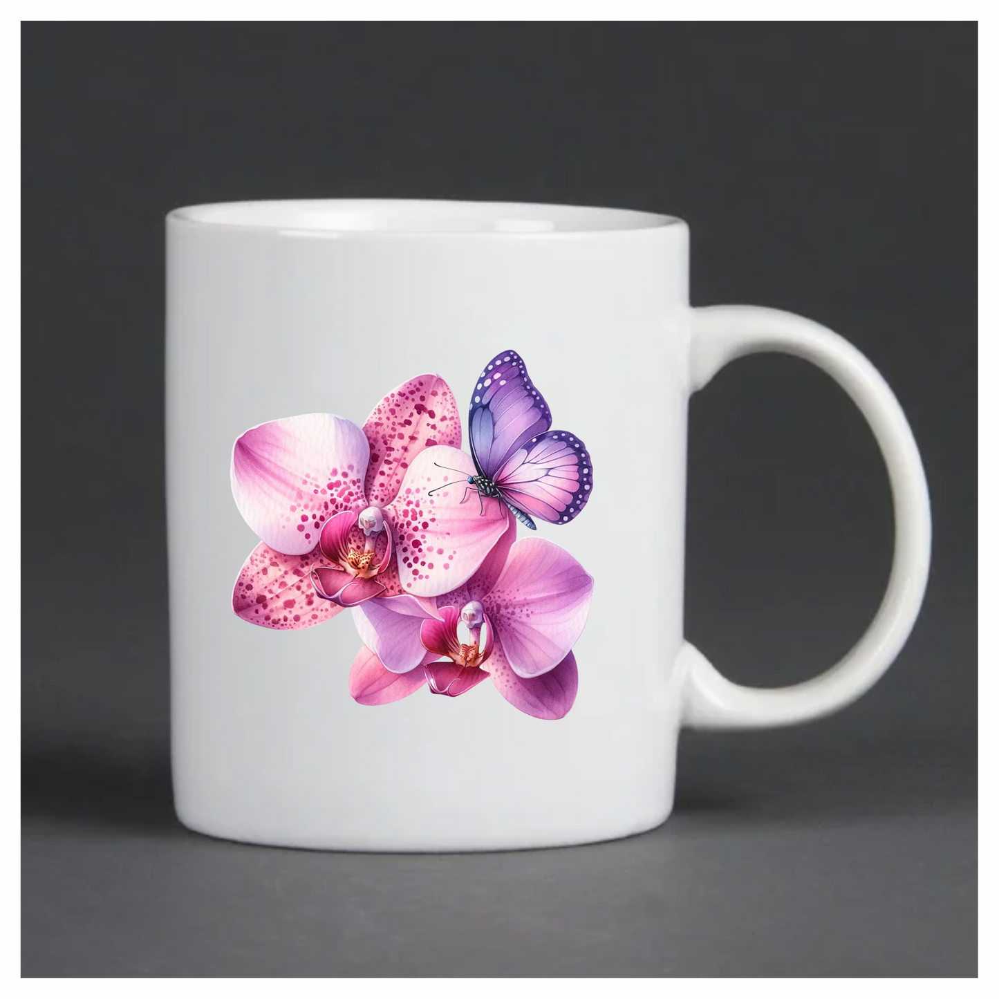 Purple Butterfly On Orchid Flowers Vinyl Sticker Decal