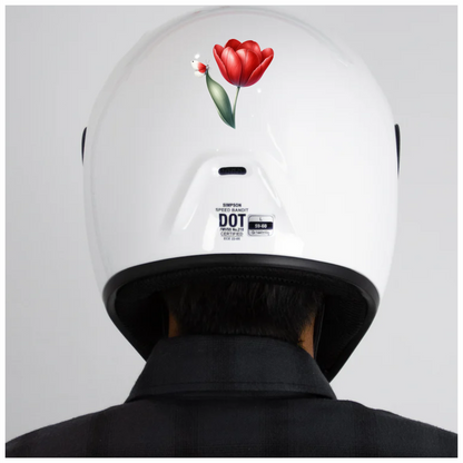 Red Butterfly On Red Tulip Vinyl Sticker Decal