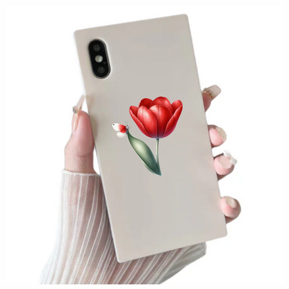 Red Butterfly On Red Tulip Vinyl Sticker Decal