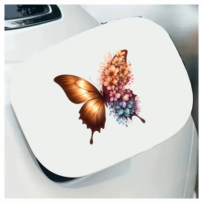 Gold Butterfly With Colorful Flowers Vinyl Sticker Decal