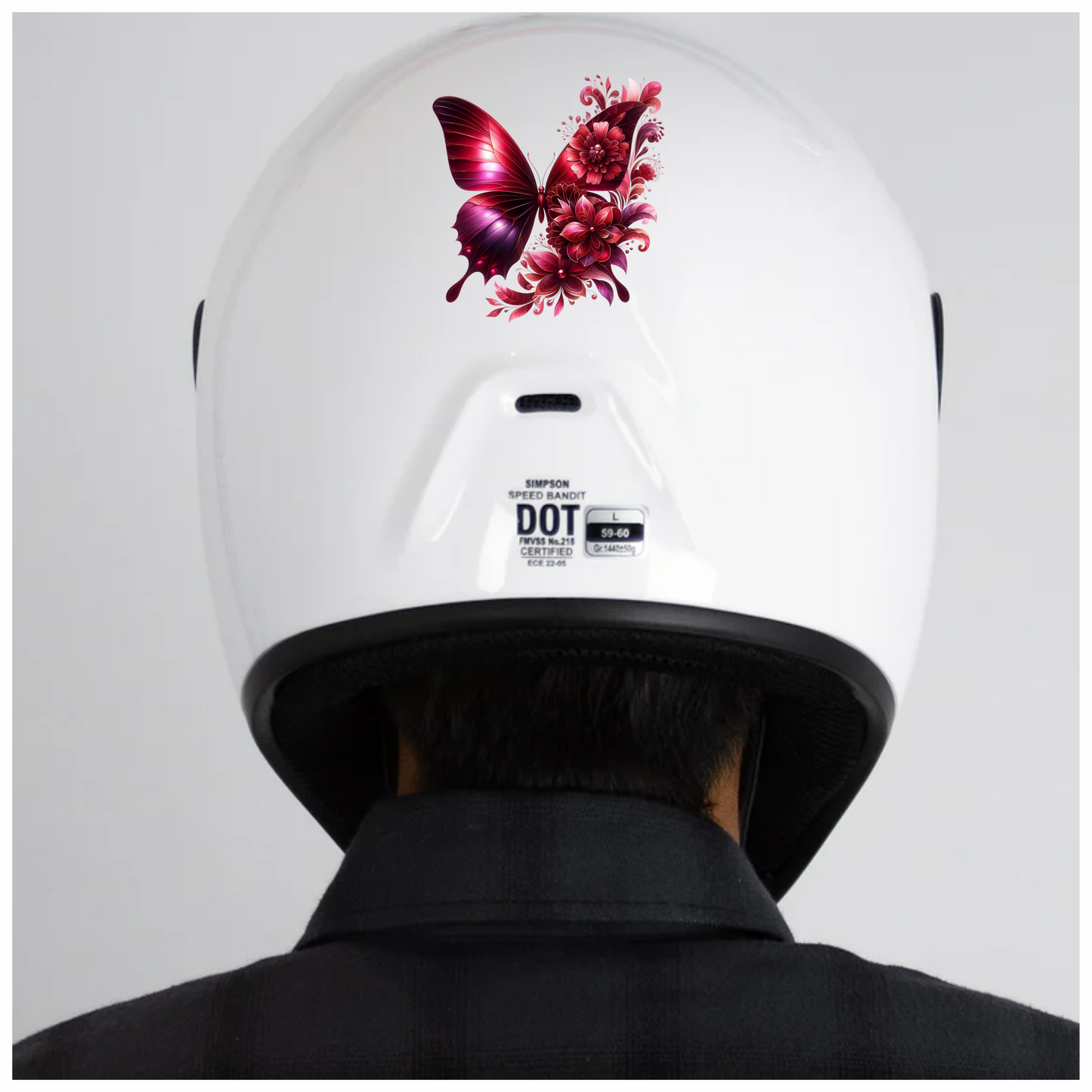 Red Butterfly With Red Flowers Vinyl Sticker Decal