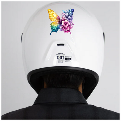 Rainbow Butterfly With Mixed Flowers Vinyl Sticker Decal