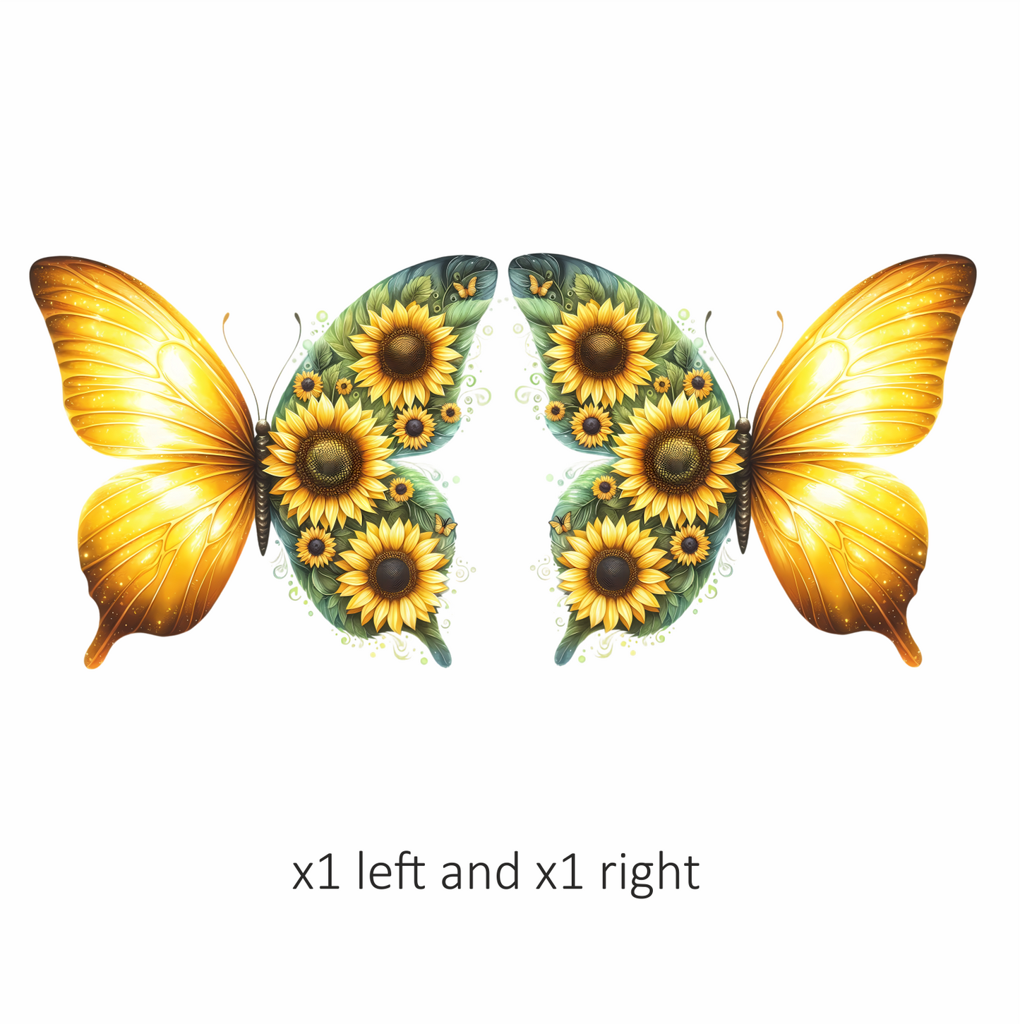 Yellow Butterfly With Sunflower Flowers Vinyl Sticker Decal