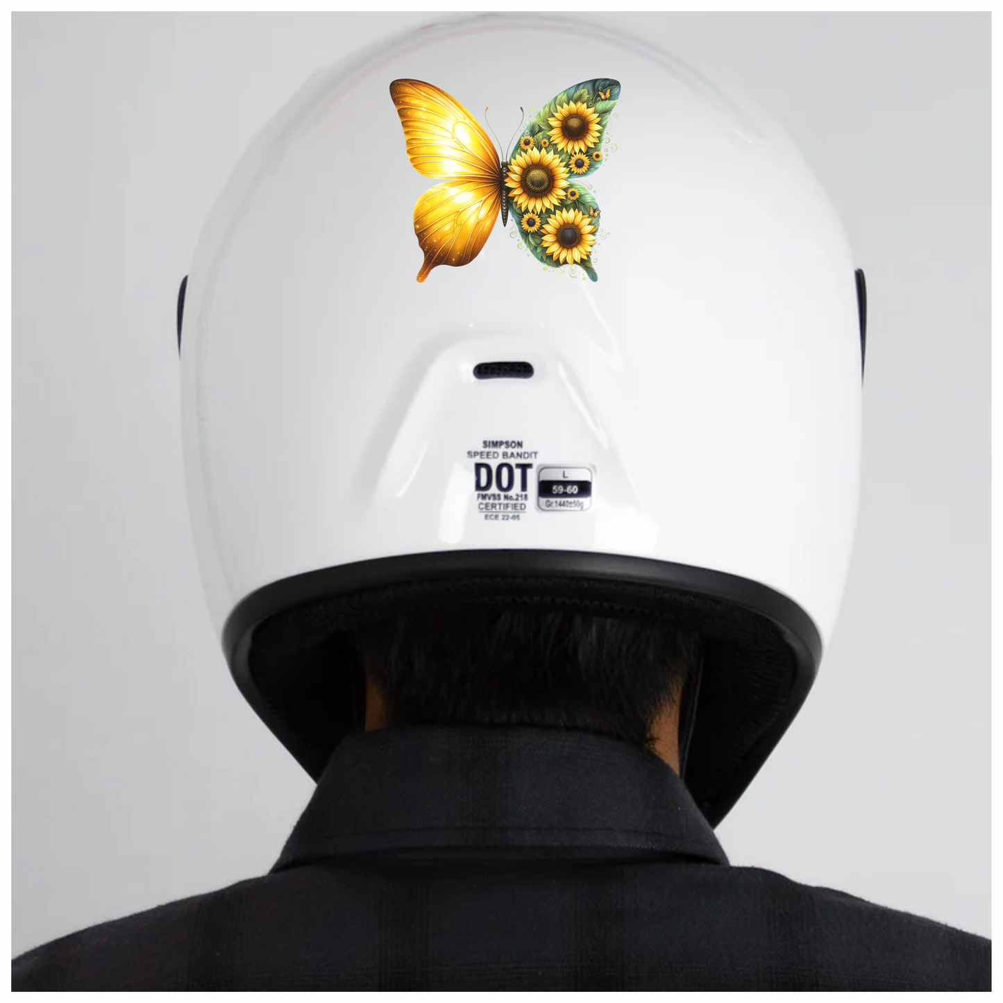 Yellow Butterfly With Sunflower Flowers Vinyl Sticker Decal