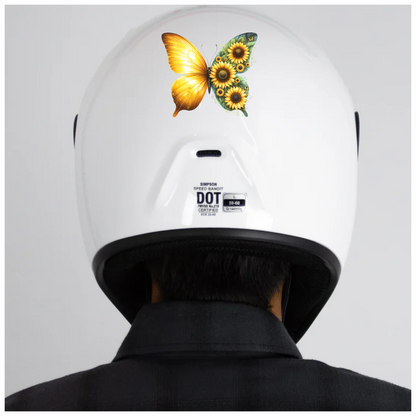 Yellow Butterfly With Sunflower Flowers Vinyl Sticker Decal