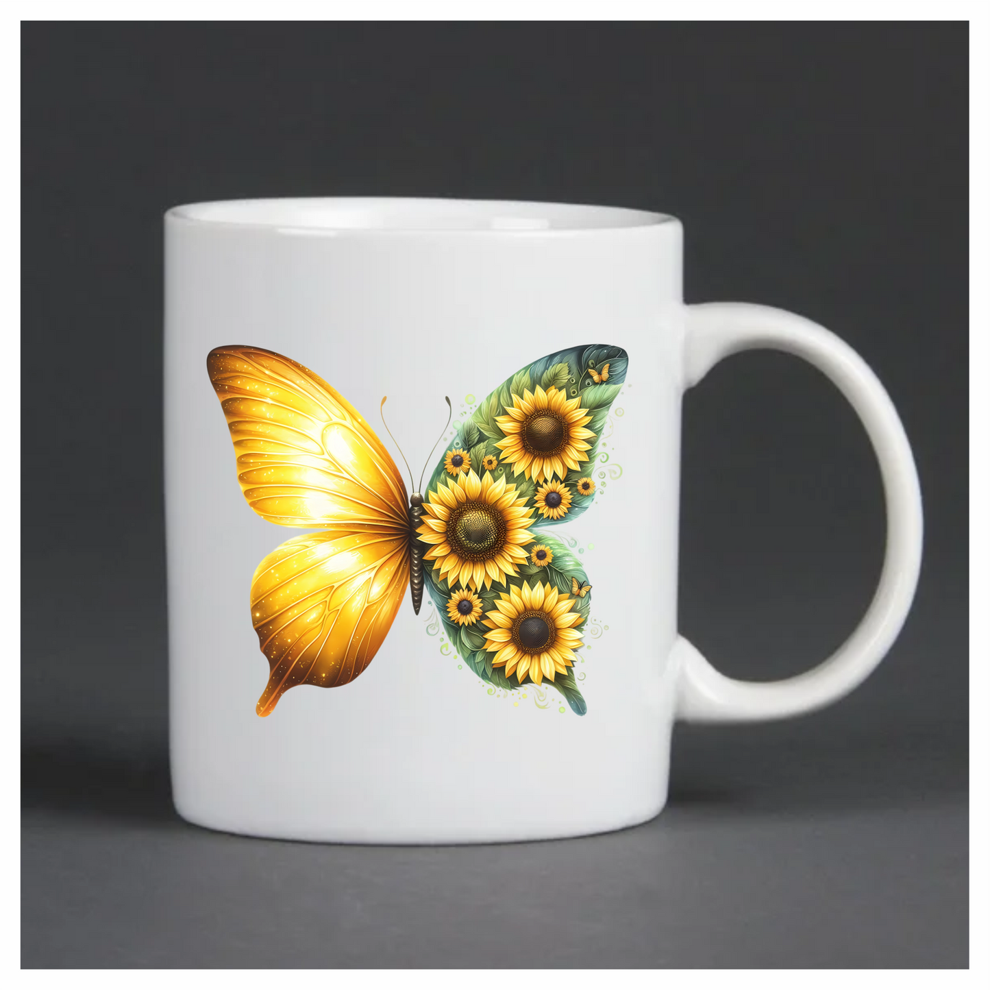Yellow Butterfly With Sunflower Flowers Vinyl Sticker Decal