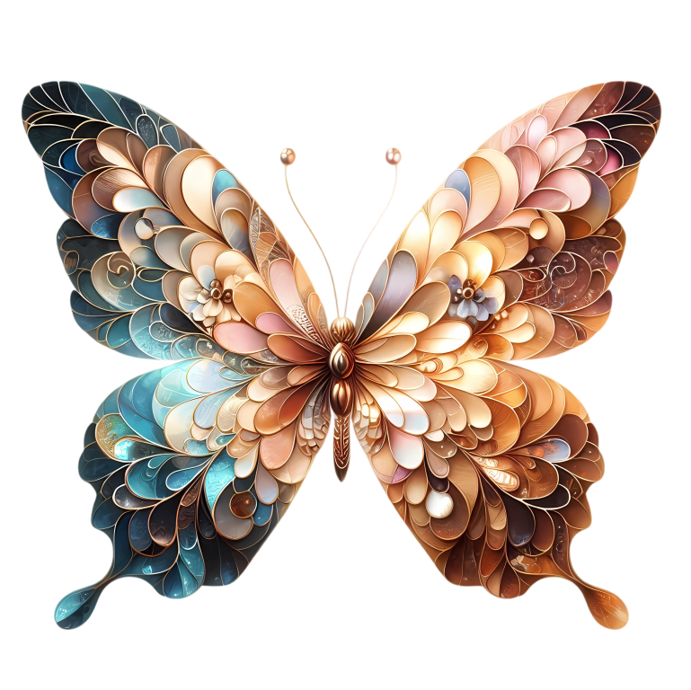 Brown Butterfly With Patterned Wings Vinyl Sticker Decal