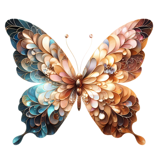Brown Butterfly With Patterned Wings Vinyl Sticker Decal