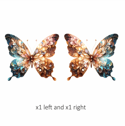 Brown Butterfly With Patterned Wings Vinyl Sticker Decal
