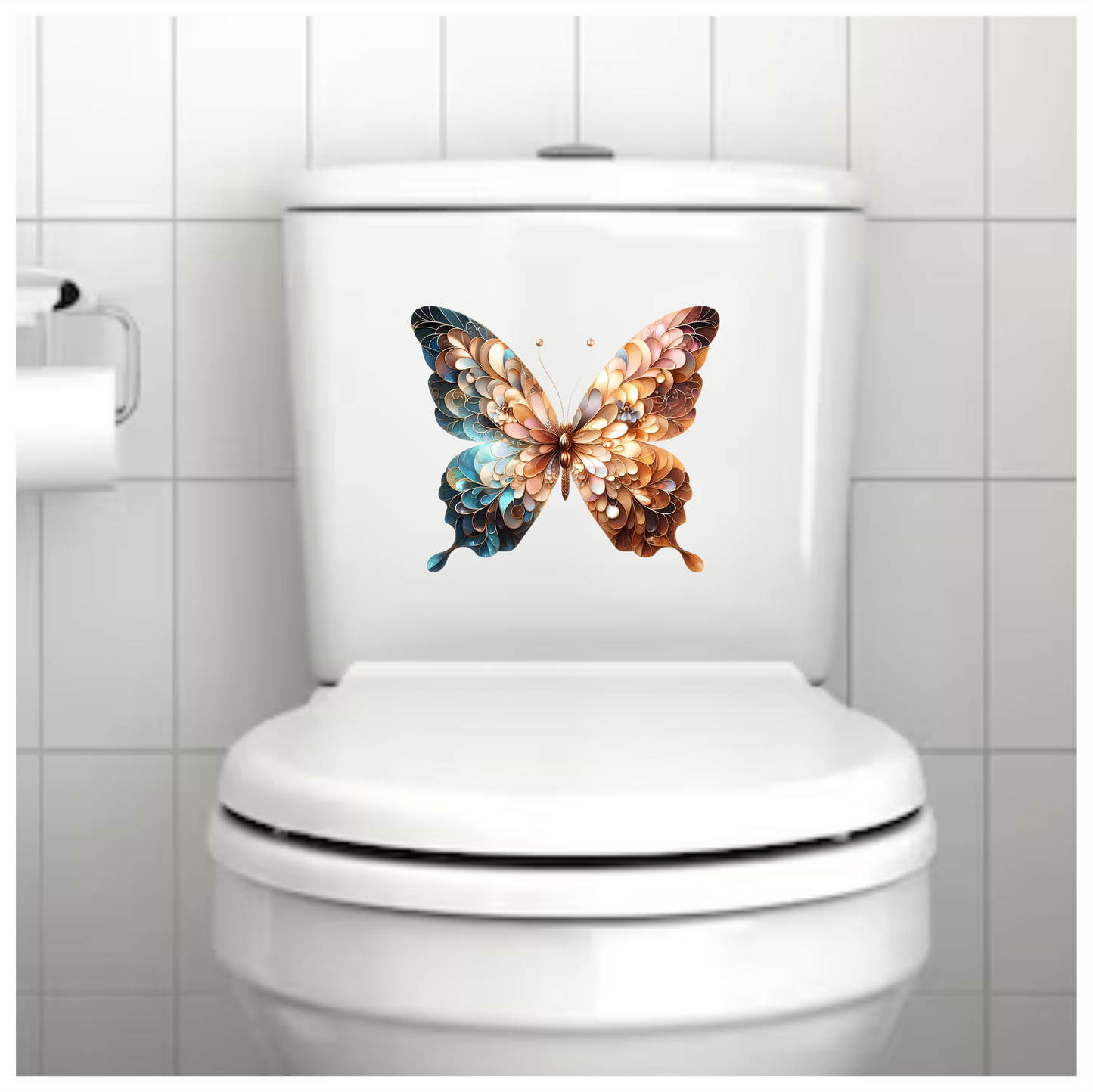 Brown Butterfly With Patterned Wings Vinyl Sticker Decal