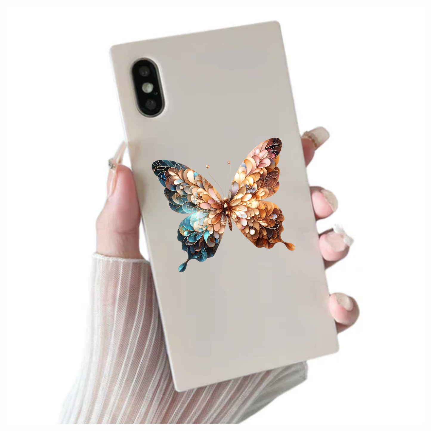 Brown Butterfly With Patterned Wings Vinyl Sticker Decal