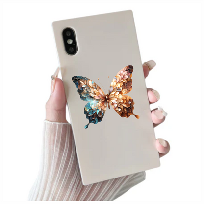 Brown Butterfly With Patterned Wings Vinyl Sticker Decal